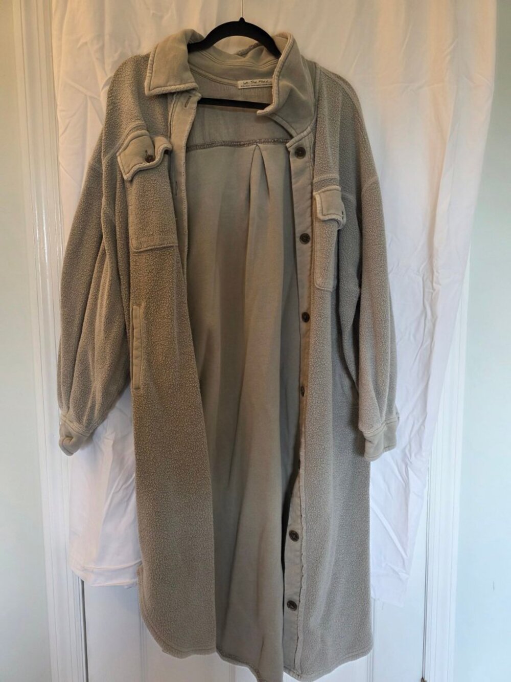 We The Free Free People Oatmeal Fleece Long Shacket Jacket Button Front Size XS